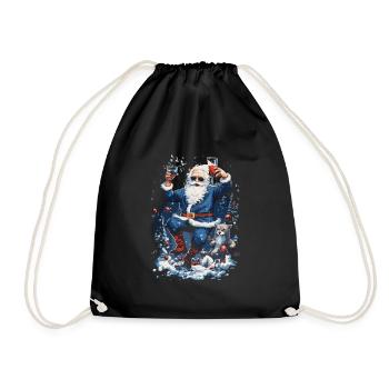 Plaisir de Noël: Père Noël ivre - Sac de sport léger - noir - Devant