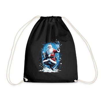 Plaisir de Noël: Père Noël ivre - Sac de sport léger - noir - Devant