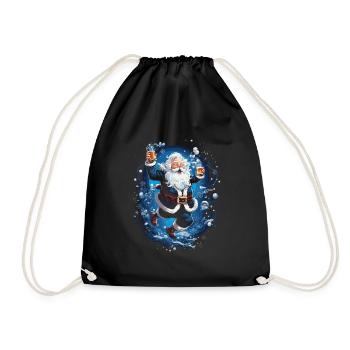 Plaisir de Noël: Père Noël ivre - Sac de sport léger - noir - Devant
