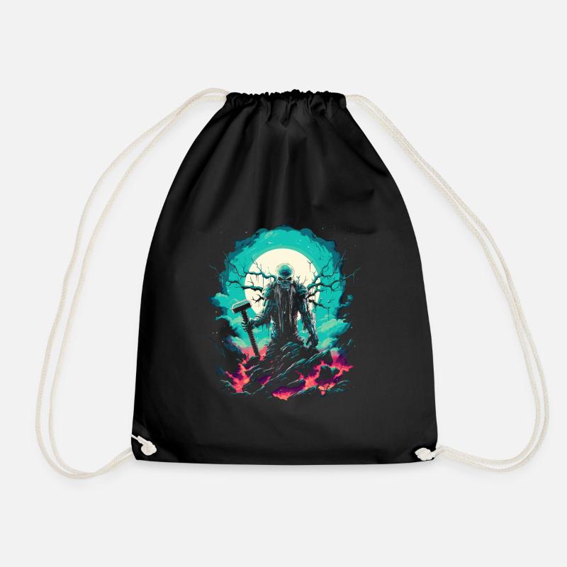 The god of thunder on your Halloween Thor - Drawstring Bag - black