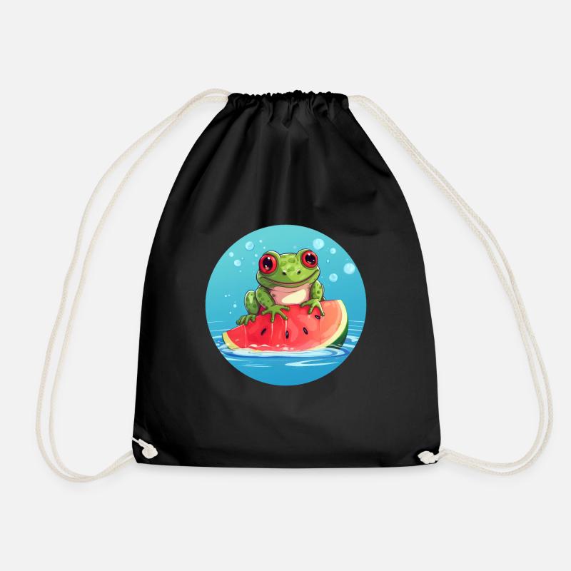 Grenouille sur pastèque dans la mer - Sac de sport léger - noir