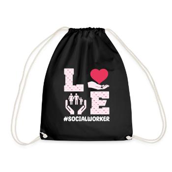 Beautiful School Social Worker Valentine's Day - Drawstring Bag - black - Front