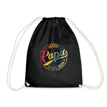 Bester Papa 2024 Papa seit 2024 Retro - Turnbeutel - Schwarz - Vorne