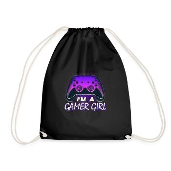 Gamer Girl Zocker Mädels Frauen Gaming - Turnbeutel - Schwarz - Vorne