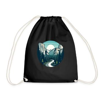 Landscape, Mountains, Forests, Sun - Drawstring Bag - black - Front
