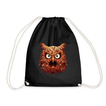 Spooky Autumn Night: Owl, Foliage & Halloween - Drawstring Bag - black - Front