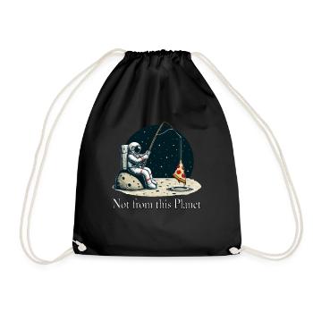 Astronaut Pizza Fishing in Space - Drawstring Bag - black - Front