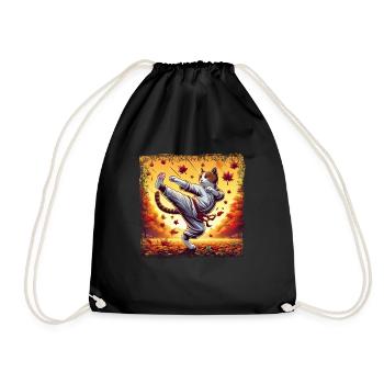 Karate Katze im Herbst Sunset Grunge - Turnbeutel - Schwarz - Vorne