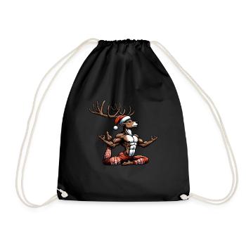 Reindeer Yoga Meditation Christmas - Drawstring Bag - black - Front