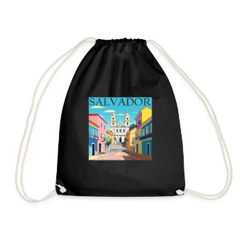 Salvador, Brazil, Colonial Architecture, AfroCulture - Drawstring Bag - black - Front