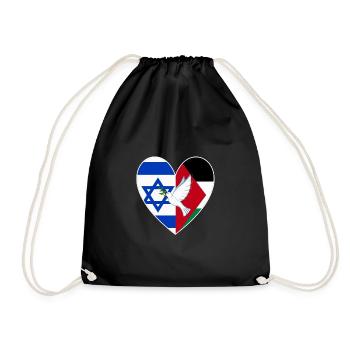 Israel Palästina Flagge Herz Friedenstaube - Turnbeutel - Schwarz - Vorne