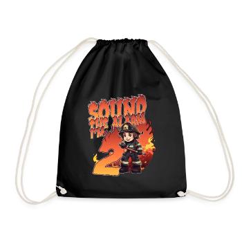 Kids Firefighter 2 Year Old Birthday Boy Theme - Drawstring Bag - black - Front