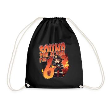 Thème garçon d’anniversaire de pompier de 6 ans pour enfants - Sac de sport léger - noir - Devant