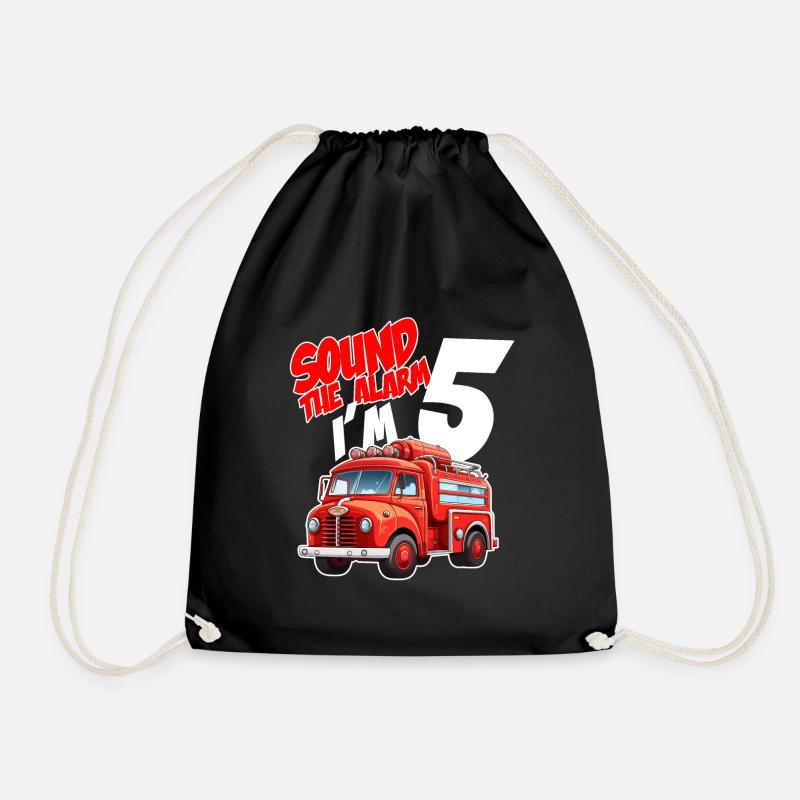 Camion de pompiers pour enfants 5 ans d’anniversaire de pompier - Sac de sport léger - noir