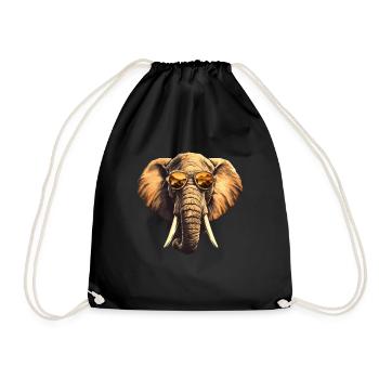 Stilvoller Afrikanischer Elefant mit Sonnenbrille - Turnbeutel - Schwarz - Vorne