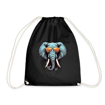 Cooler Afrikanischer Elefant mit Sonnenbrille und - Turnbeutel - Schwarz - Vorne