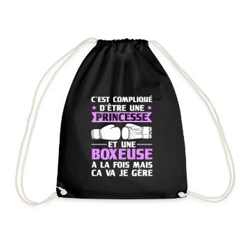 Humour Boxeuse Princesse Citation | Cadeau Copine - Sac de sport léger - noir - Devant