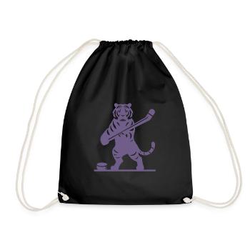 Tiger Eishockey Eishockeyspieler Silhouette - Turnbeutel - Schwarz - Vorne