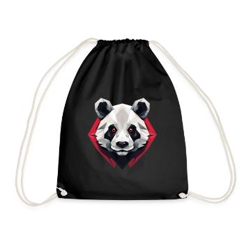 Polygonales Panda Portrait mit Roten Augen - Turnbeutel - Schwarz - Vorne