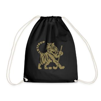 Silhouette minimaliste de joueur de hockey sur glace tigre - Sac de sport léger - noir - Devant