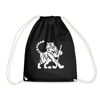 Silhouette minimaliste de joueur de hockey sur glace tigre - Sac de sport léger - noir - Devant