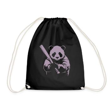 Minimalistische Panda Baseballspieler Silhouette - - Turnbeutel - Schwarz - Vorne