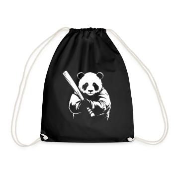 Minimalistische Panda Baseballspieler Silhouette - - Turnbeutel - Schwarz - Vorne