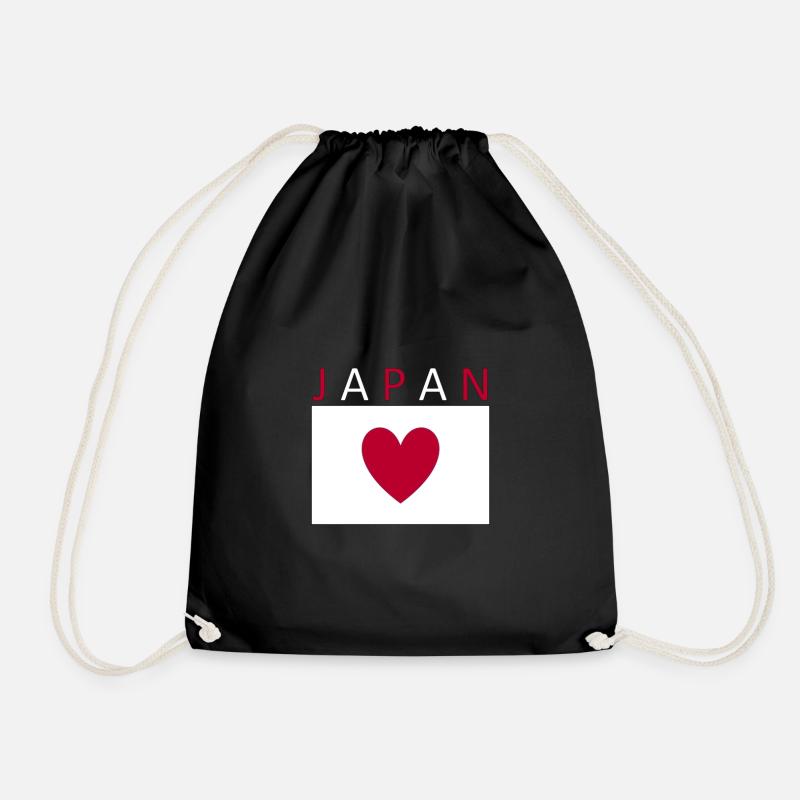 Japan Flag Heart Tokyo - Drawstring Bag - black
