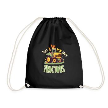 Just a boy who loves tractors - cute design - Drawstring Bag - black - Front