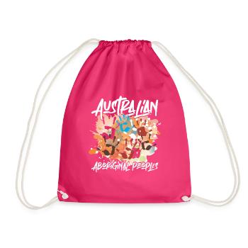 Australian Aboriginal - Drawstring Bag - fuchsia - Front
