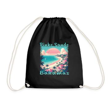 Pink Sands Beach, Bahamas - Grunge Vacation in the Bahamas - Drawstring Bag - black - Front