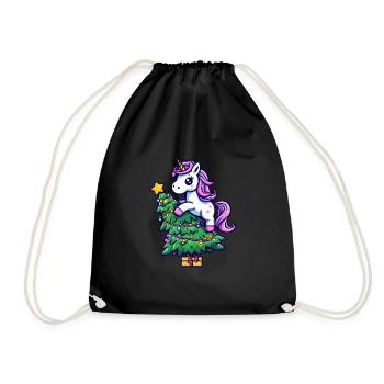 Licorne de Noël - Magique Assis sur le bronzage - Sac de sport léger - noir - Devant
