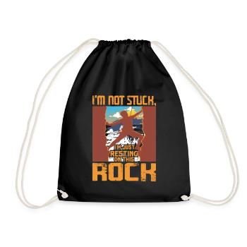 I'm not stuck, I'm just resting on this rock - Drawstring Bag - black - Front