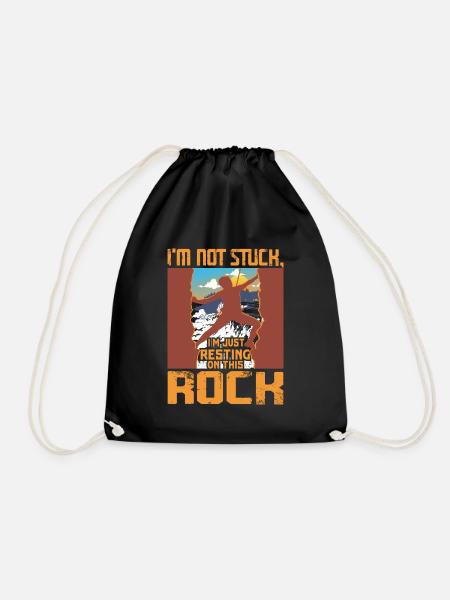 I'm not stuck, I'm just resting on this rock - Drawstring Bag - black