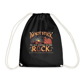 I'm not stuck, I'm just resting on this rock - Drawstring Bag - black - Front