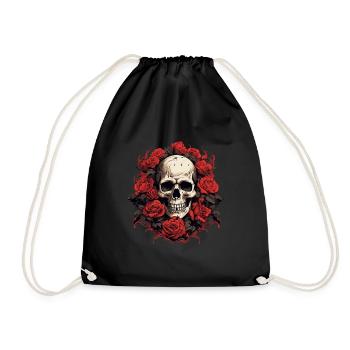 Skull & Roses - Drawstring Bag - black - Front