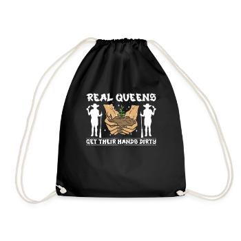 real queens get their hands dirty - Drawstring Bag - black - Front