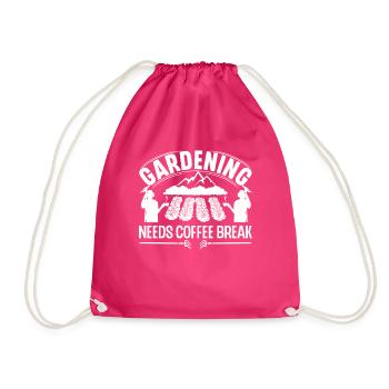 Gardening needs coffee break - Drawstring Bag - fuchsia - Front