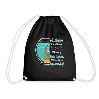 too short for boring fish tanks aquascaping! - Drawstring Bag - black - Front