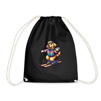 Chien Golden Retriever Ski Skieur - Sac de sport léger - noir - Devant