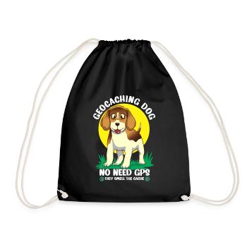 Geocaching dog no need GPS they smell the cache - Drawstring Bag - black - Front
