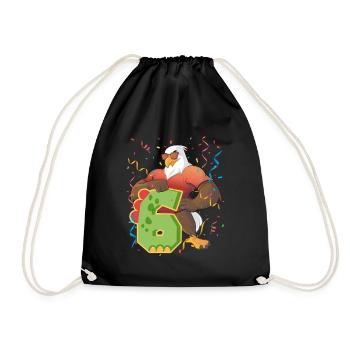 Bald eagle design for sixth birthday - Drawstring Bag - black - Front