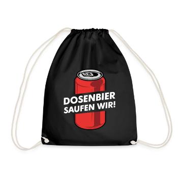 Bier Dosenbier Saufen Geschenk Lustige Sprüche Alk - Turnbeutel - Schwarz - Vorne