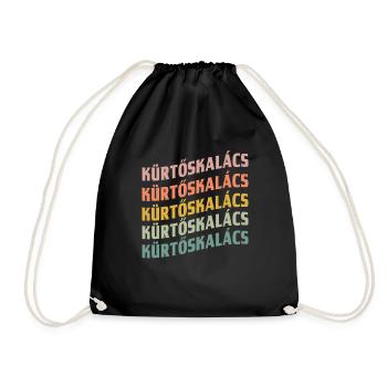 Kürtőskalács font design - Drawstring Bag - black - Front