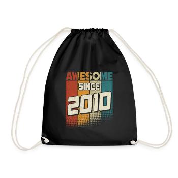 Awesome since 2010 Girl Boy 14th Birthday - Drawstring Bag - black - Front