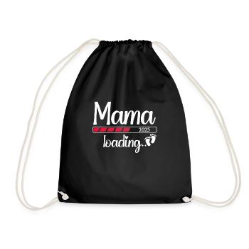 Mama 2025 Loading Schwanger 2025 Mama Est. 2025 - Turnbeutel - Schwarz - Vorne