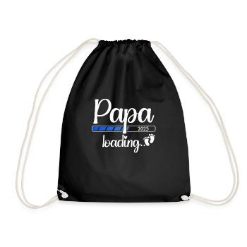Papa 2025 Loading Schwanger 2025 Papa Est. 2025 - Turnbeutel - Schwarz - Vorne