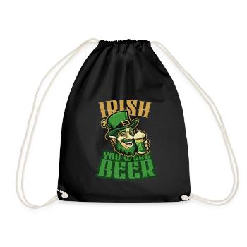 Irish you were Beer - Funny Beer drinking leprecha - Turnbeutel - Schwarz - Vorne