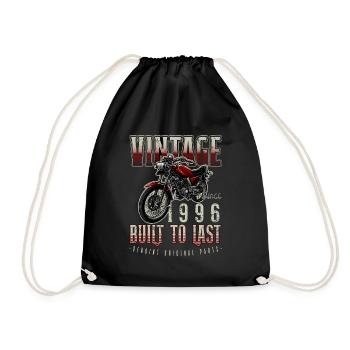 Vintage Motorcycle Bikers Motorbike Birthday 1996 - Drawstring Bag - black - Front