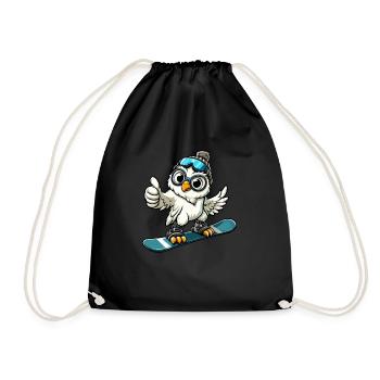 Owl Snowboarder Aventure hivernale - Sac de sport léger - noir - Devant